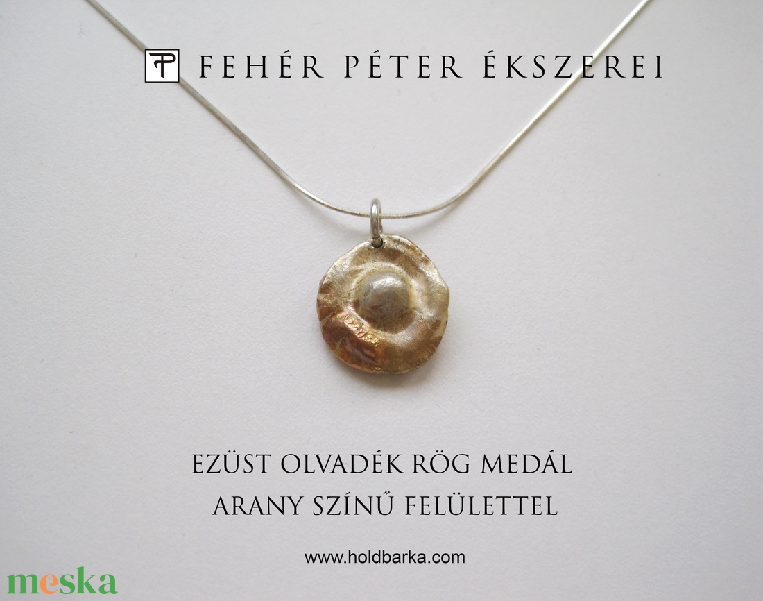 Ezüst alkimista rög medál arany színű felülettel - ékszer - nyaklánc - medál - Meska.hu