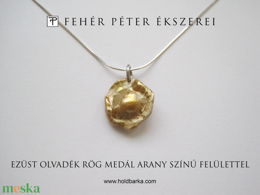 Ezüst alkimista rög medál arany színű felülettel - ékszer - nyaklánc - medál - Meska.hu