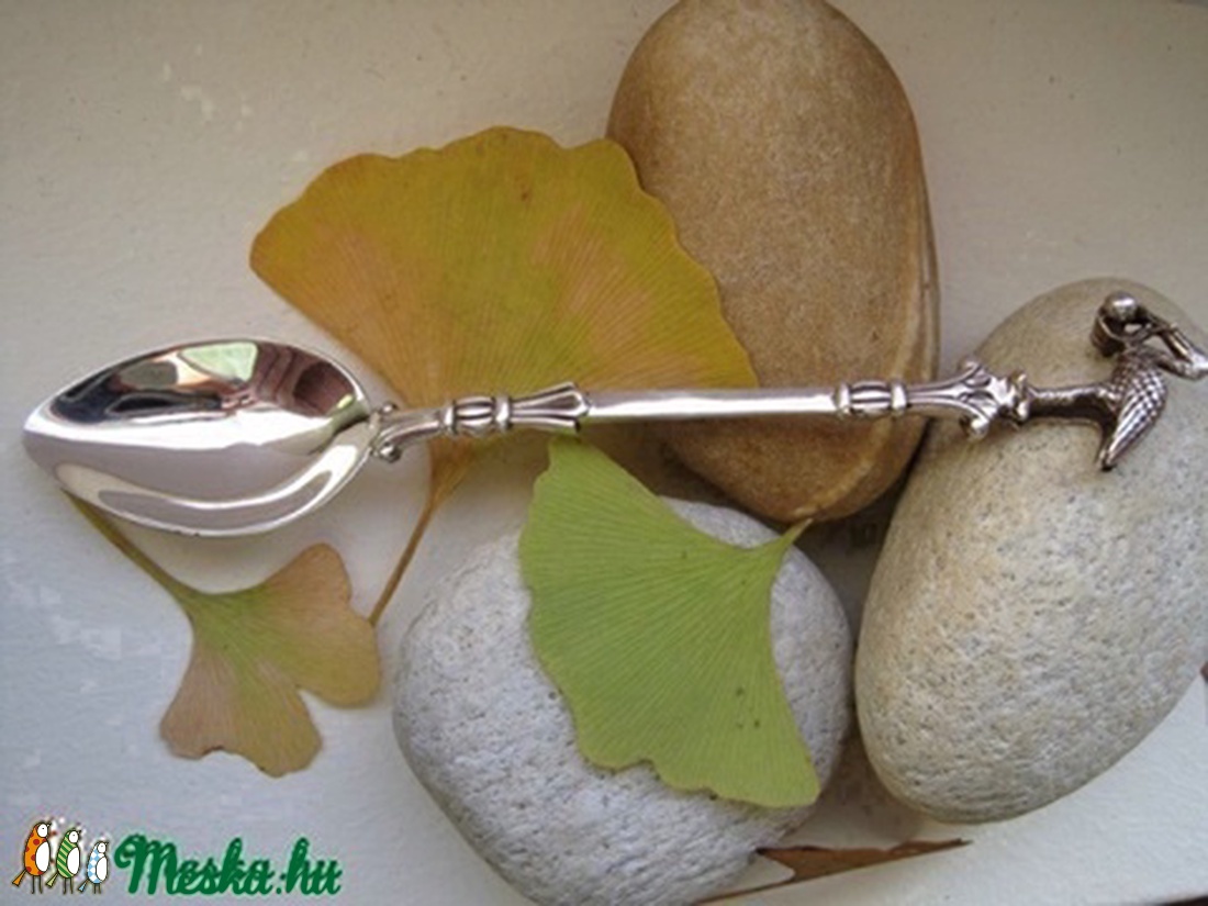 Gólyás ezüst kanál keresztelőre vagy babaszületéskor -  - Meska.hu