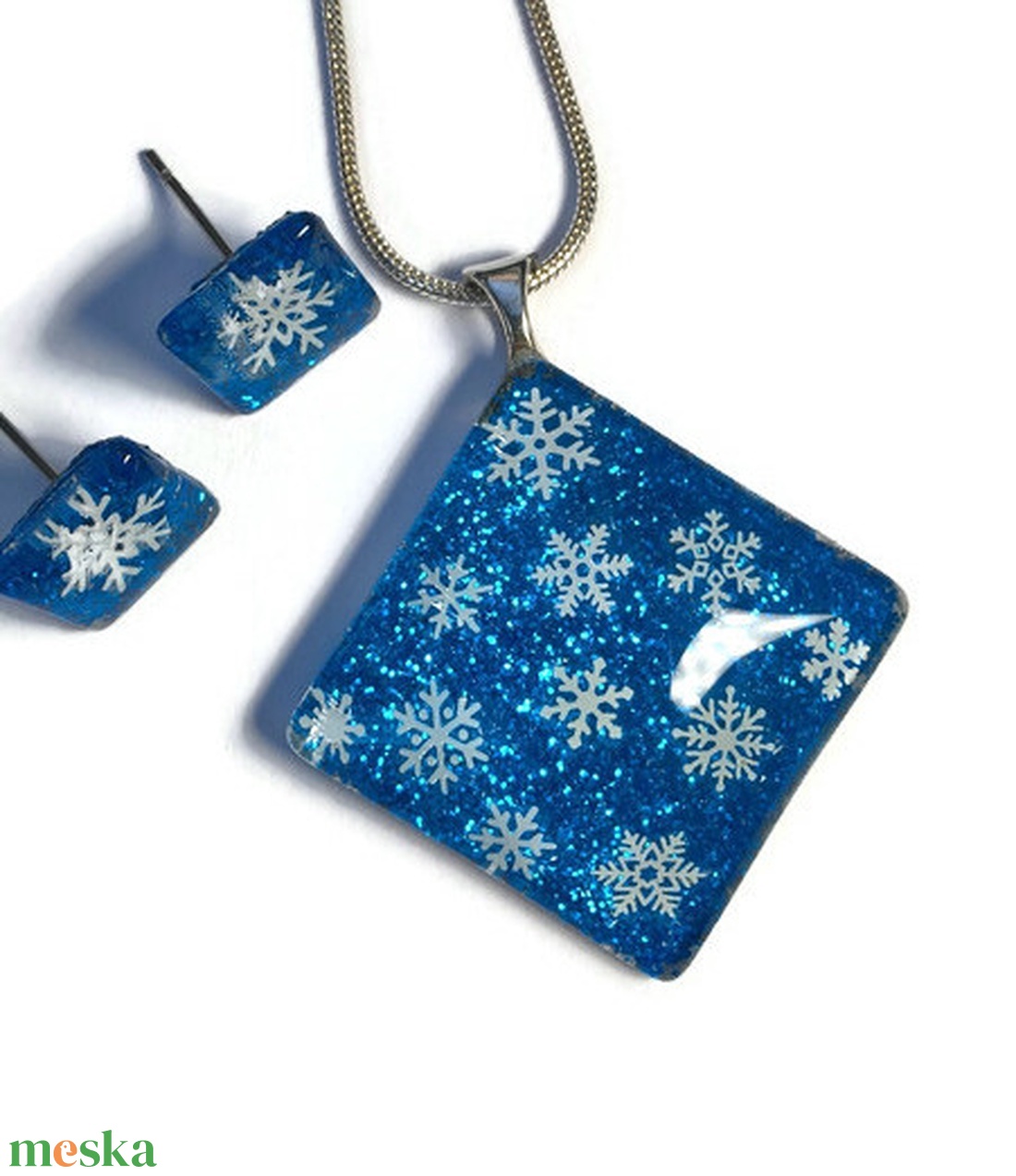 Hópelyhes festett üvegékszer szett II. - ékszer - ékszerszett - Meska.hu