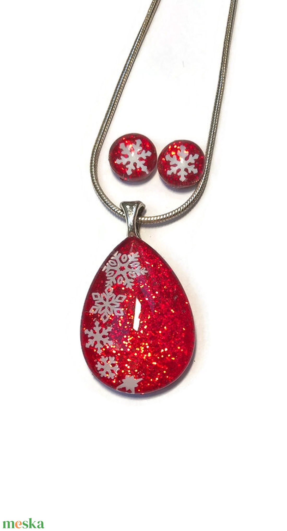 Hópelyhes festett üvegékszer szett - ékszer - ékszerszett - Meska.hu