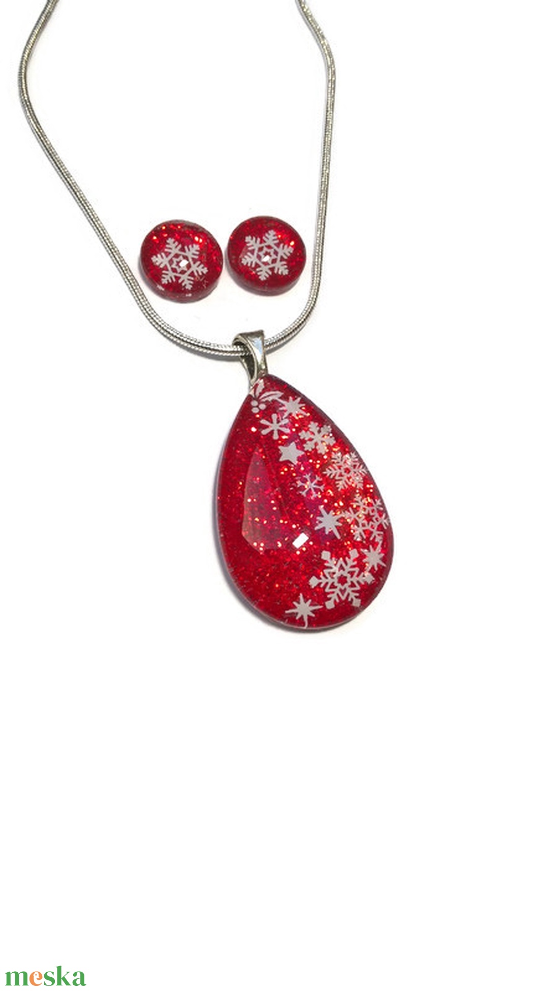 Téli hangulatú hópelyhes festett üvegékszer szett - ékszer - ékszerszett - Meska.hu