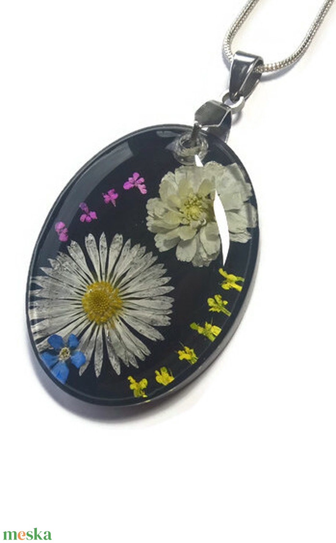 Valódi réti virágos nyaklánc - ékszer - nyaklánc - medálos nyaklánc - Meska.hu