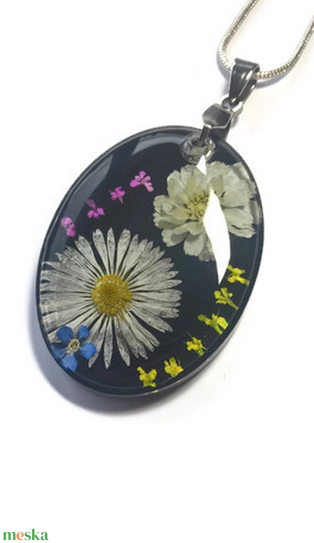 Valódi réti virágos nyaklánc - ékszer - nyaklánc - medálos nyaklánc - Meska.hu