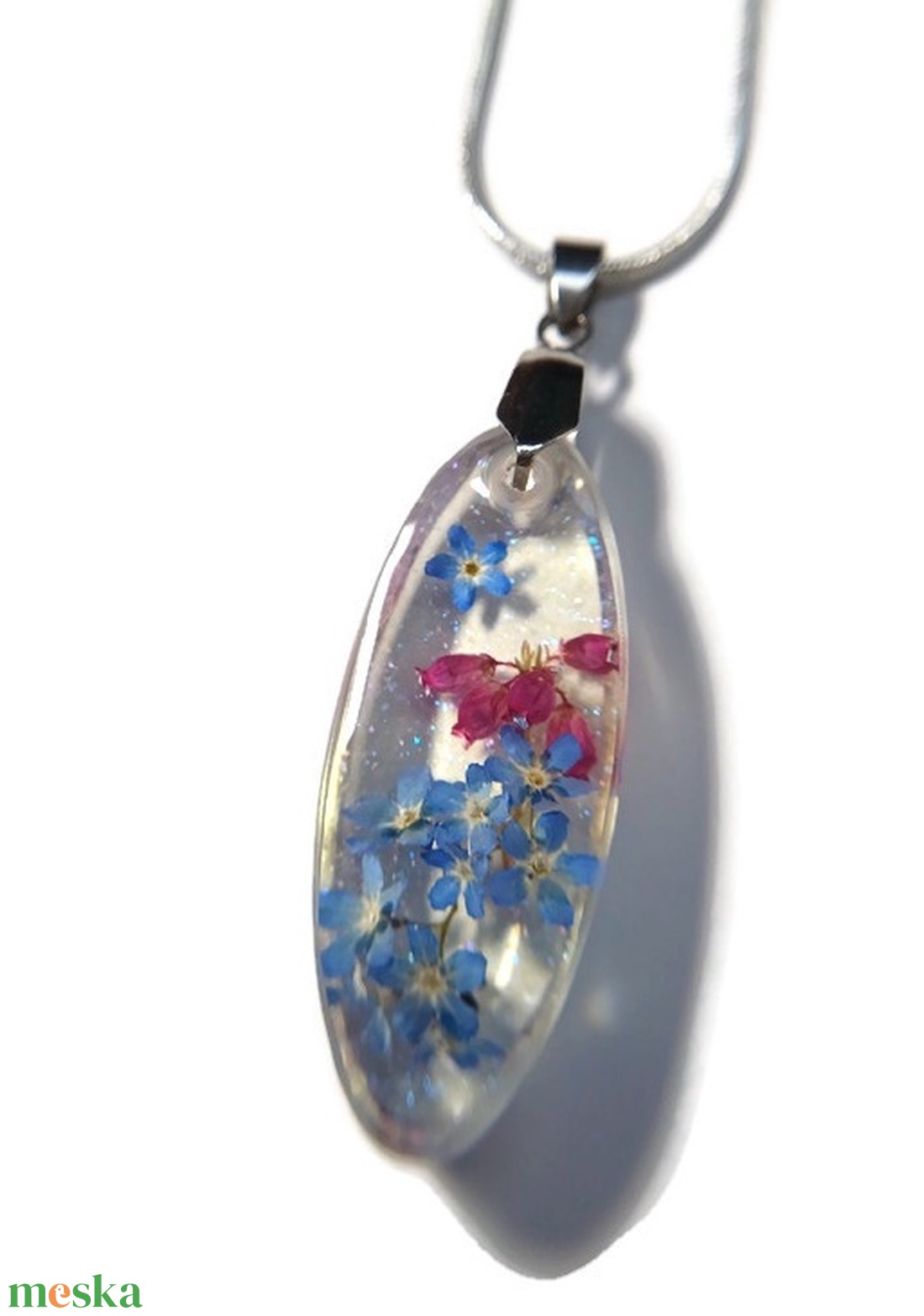 Valódi nefelejcses nyaklánc XVI. - ékszer - nyaklánc - medálos nyaklánc - Meska.hu