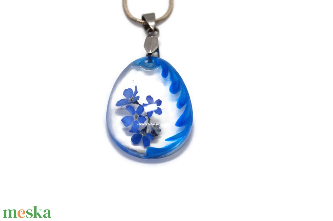  Kékség V. Valódi nefelejcses nyaklánc  - ékszer - nyaklánc - medálos nyaklánc - Meska.hu