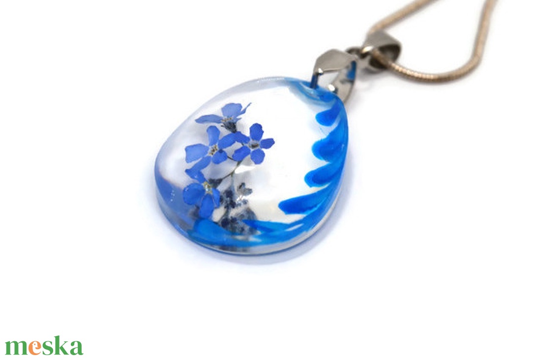  Kékség V. Valódi nefelejcses nyaklánc  - ékszer - nyaklánc - medálos nyaklánc - Meska.hu