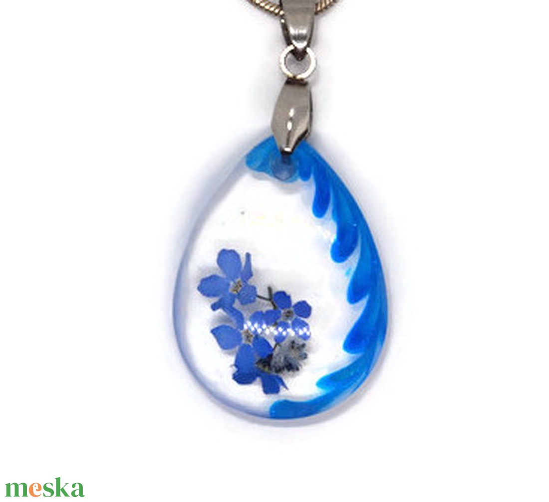  Kékség V. Valódi nefelejcses nyaklánc  - ékszer - nyaklánc - medálos nyaklánc - Meska.hu