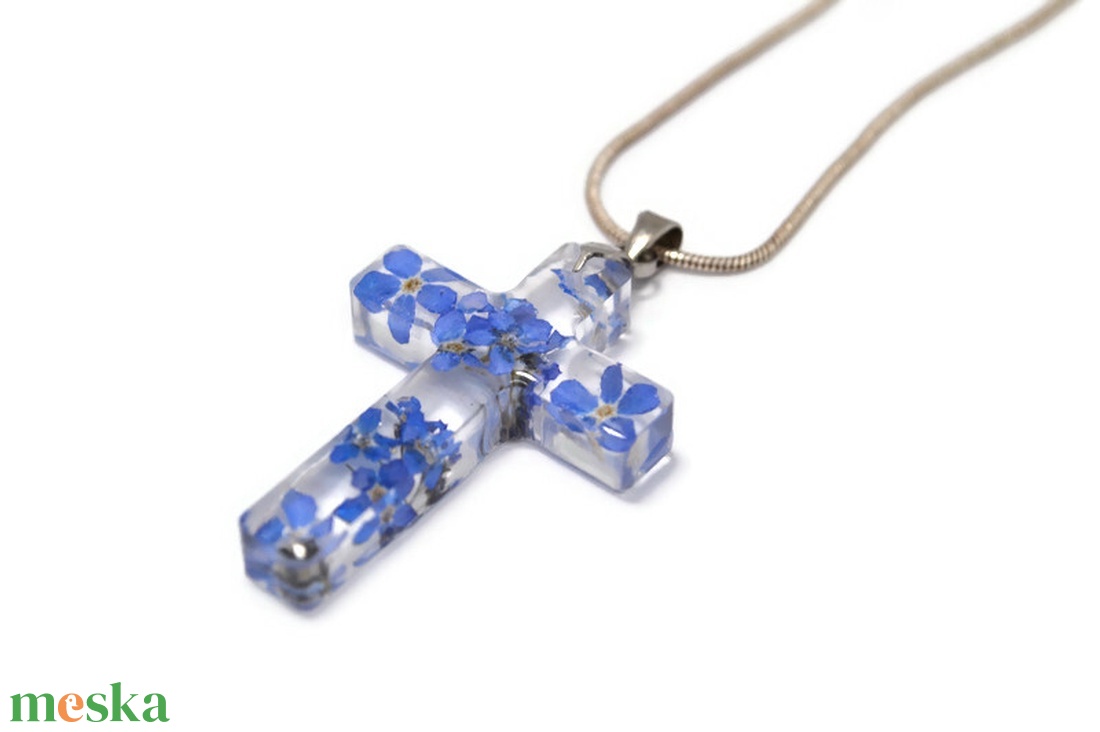  Valódi nefelejcses nyaklánc  - ékszer - nyaklánc - medálos nyaklánc - Meska.hu