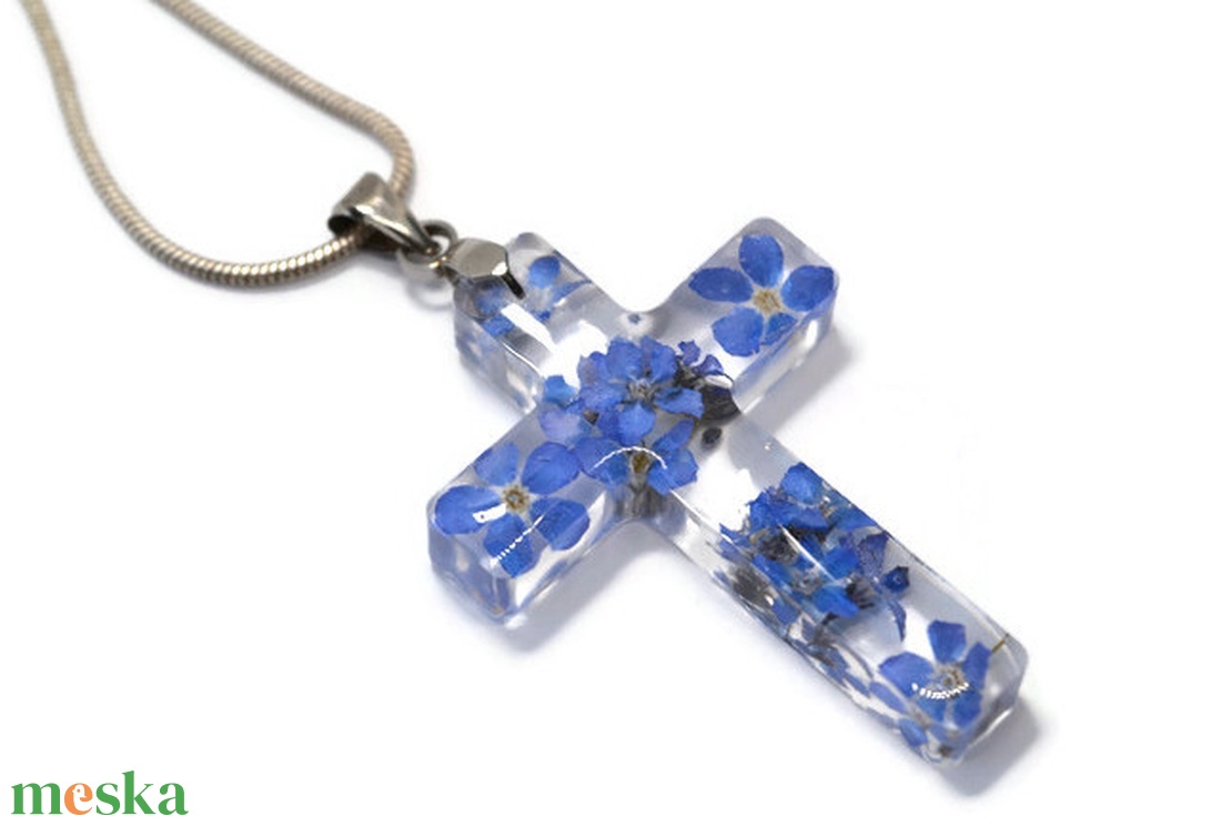  Valódi nefelejcses nyaklánc  - ékszer - nyaklánc - medálos nyaklánc - Meska.hu