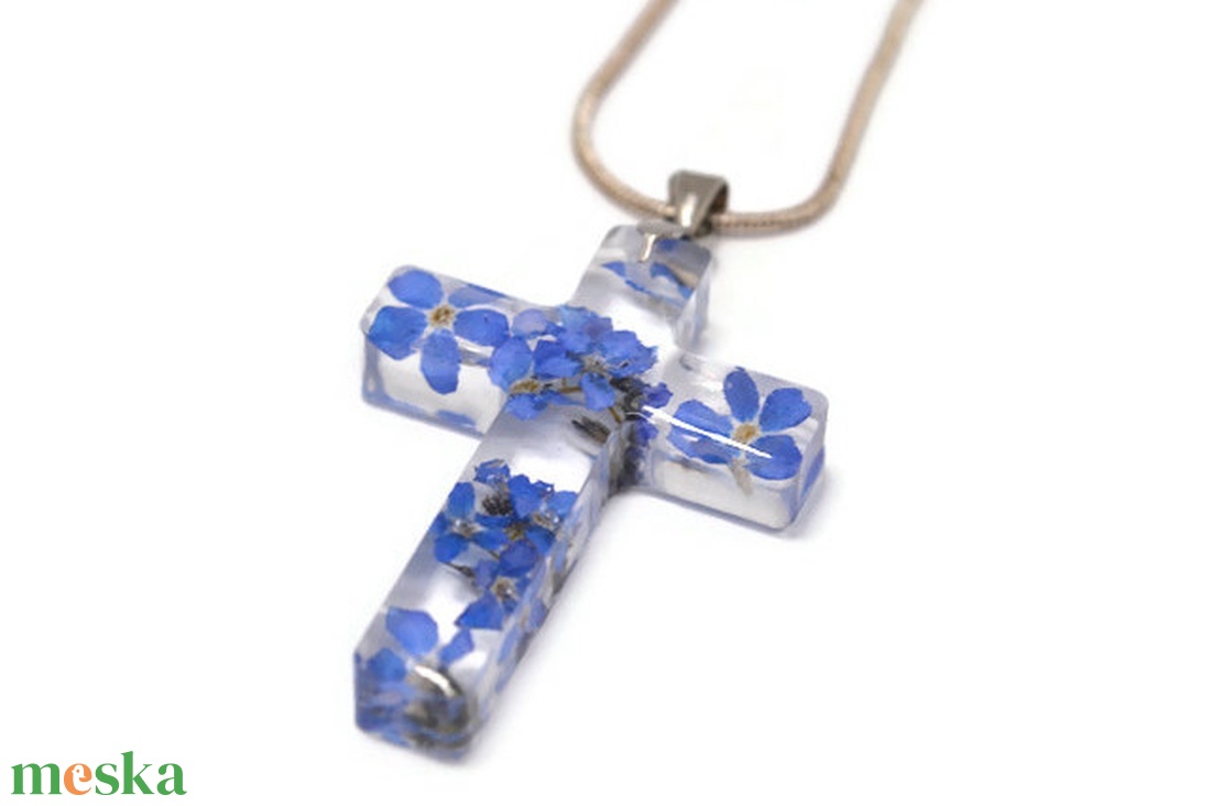  Valódi nefelejcses nyaklánc  - ékszer - nyaklánc - medálos nyaklánc - Meska.hu