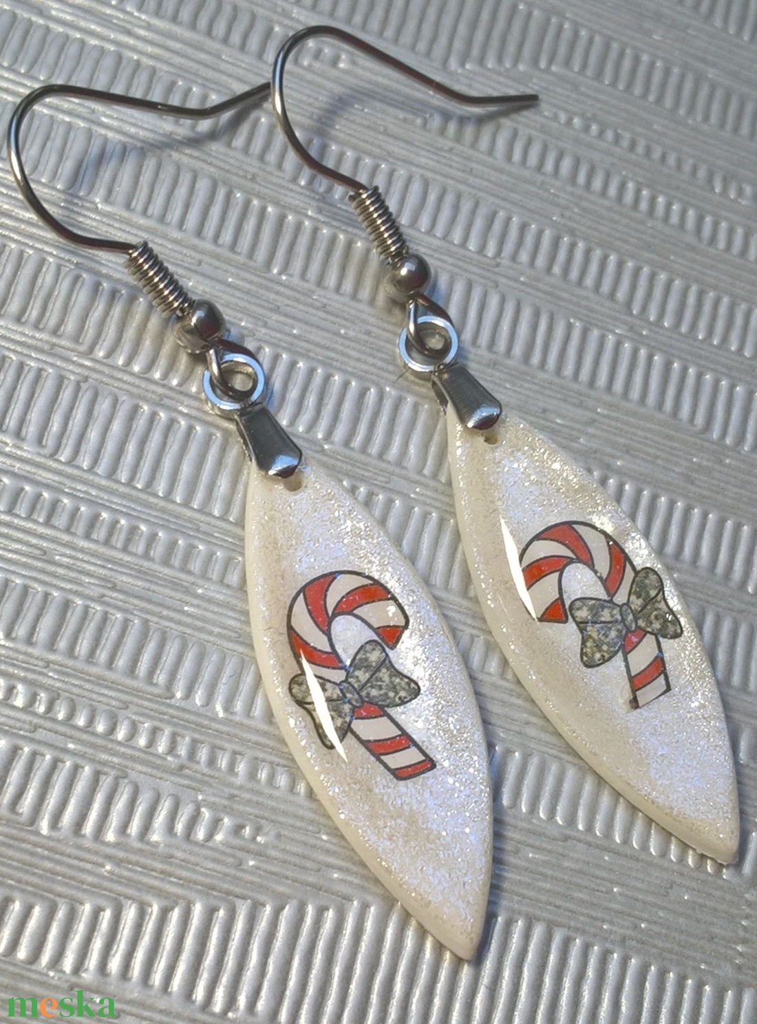 Karácsonyi mintás fülbevaló II. - ékszer - fülbevaló - lógó fülbevaló - Meska.hu