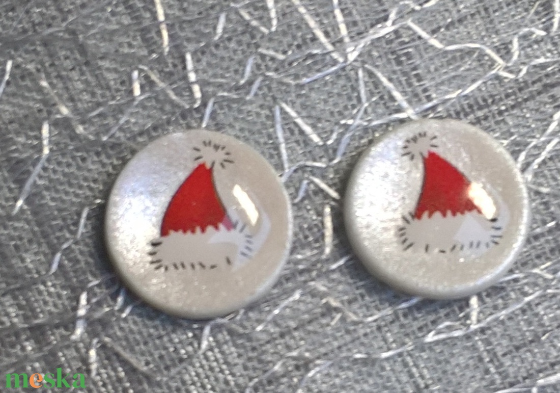 Mikulás mintás pötty fülbevaló 2. - ékszer - fülbevaló - pötty fülbevaló - Meska.hu
