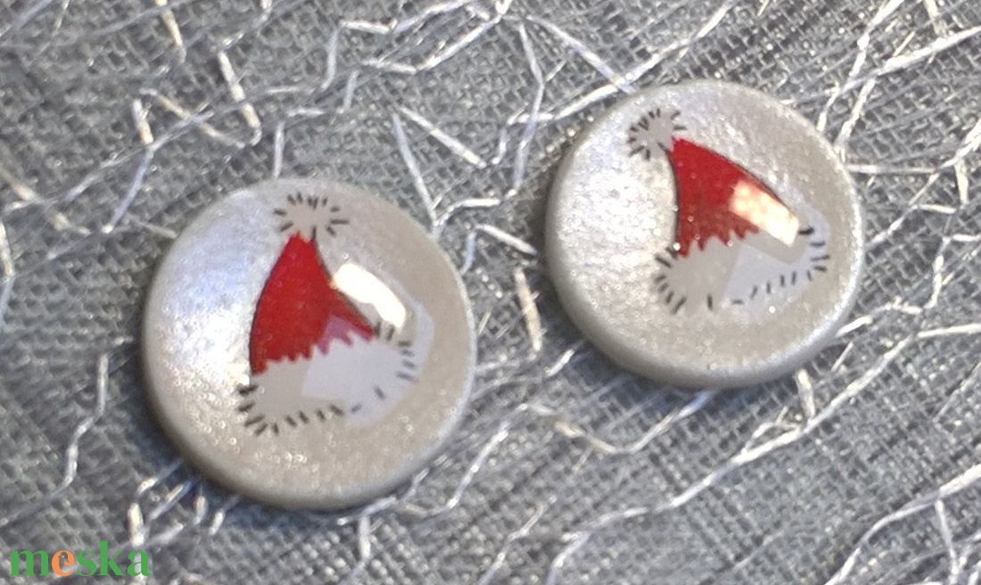 Mikulás mintás pötty fülbevaló 2. - ékszer - fülbevaló - pötty fülbevaló - Meska.hu