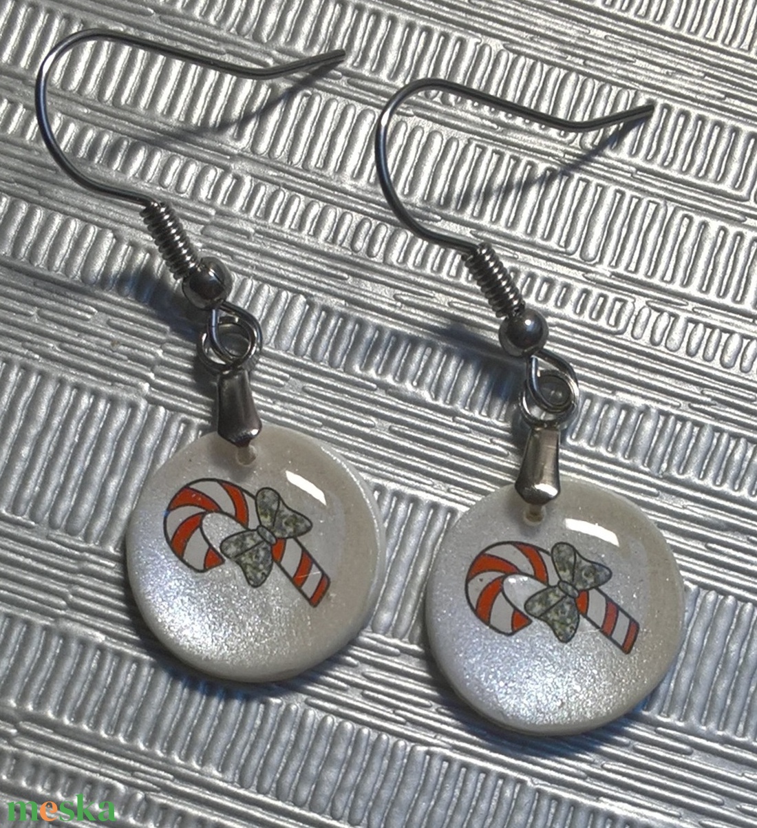 Karácsonyi mintás fülbevaló III. - ékszer - fülbevaló - lógó fülbevaló - Meska.hu