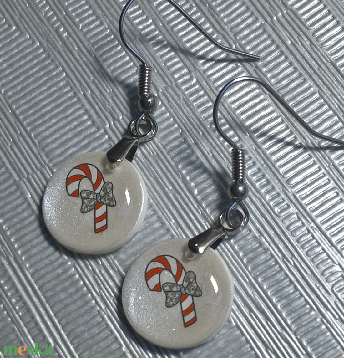 Karácsonyi mintás fülbevaló III. - ékszer - fülbevaló - lógó fülbevaló - Meska.hu