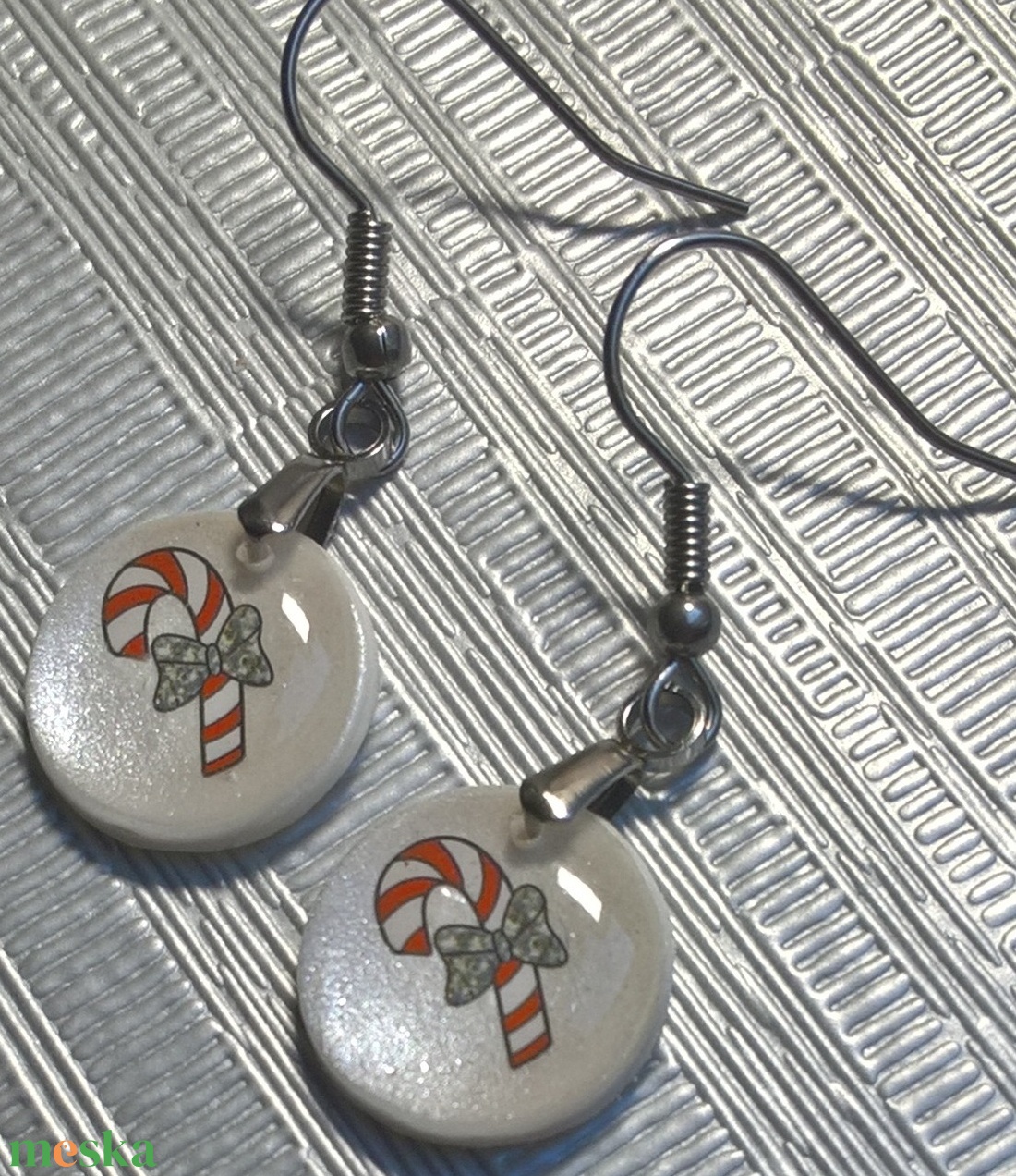 Karácsonyi mintás fülbevaló III. - ékszer - fülbevaló - lógó fülbevaló - Meska.hu