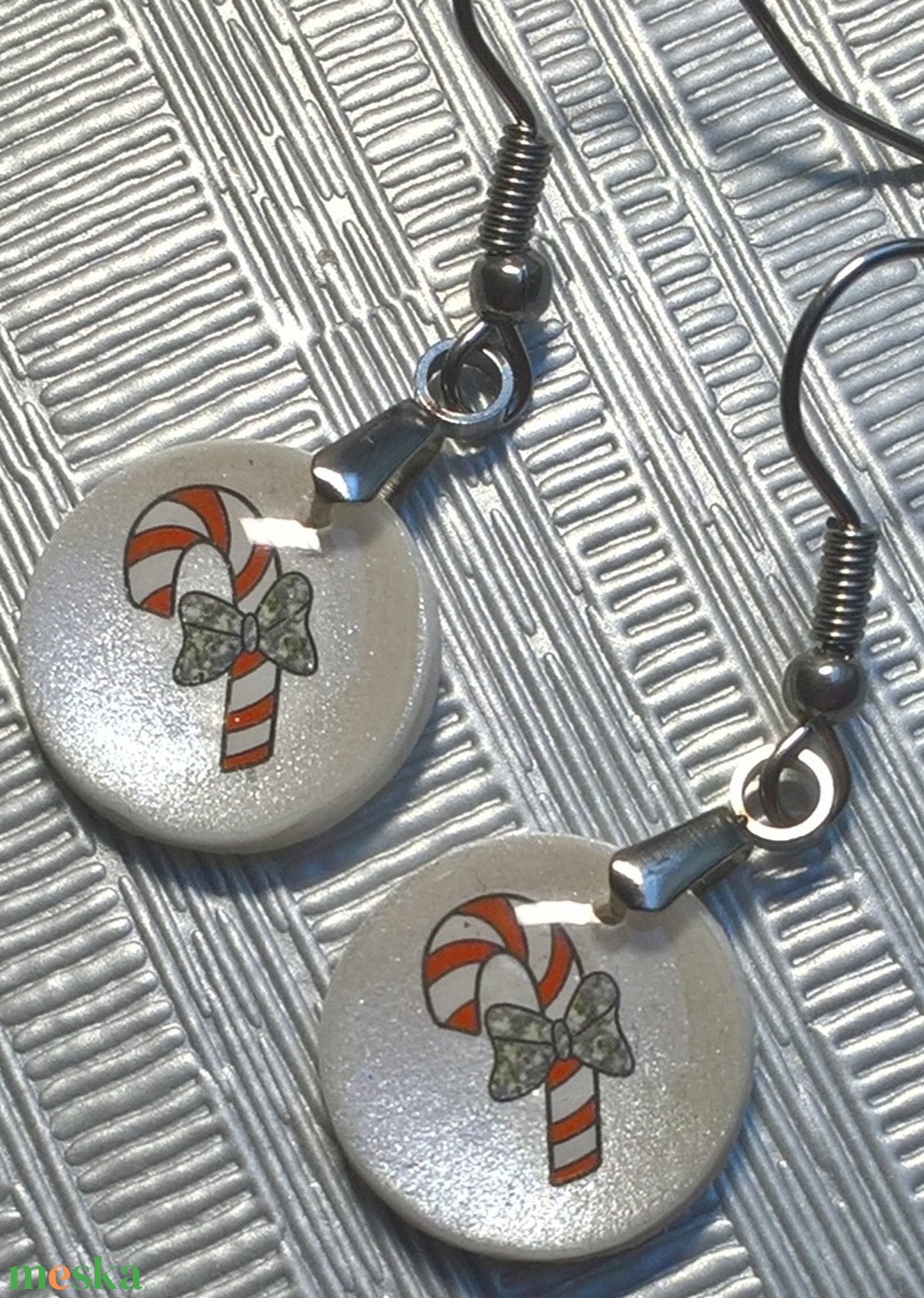 Karácsonyi mintás fülbevaló III. - ékszer - fülbevaló - lógó fülbevaló - Meska.hu