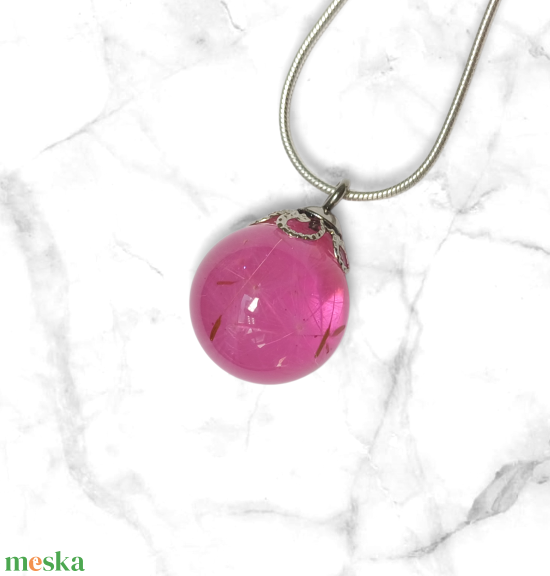 Pitypangpihés nyaklánc -halványrózsaszín - ékszer - nyaklánc - medálos nyaklánc - Meska.hu