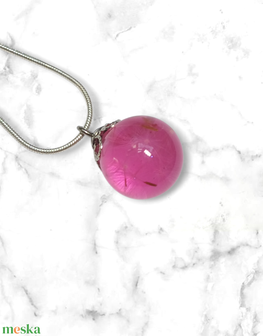 Pitypangpihés nyaklánc -halványrózsaszín - ékszer - nyaklánc - medálos nyaklánc - Meska.hu