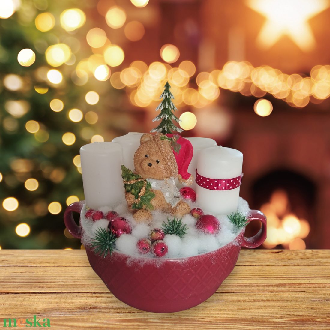 Macis adventi tálka - választható gyertya szín - karácsony - adventi díszek - adventi asztaldísz - Meska.hu