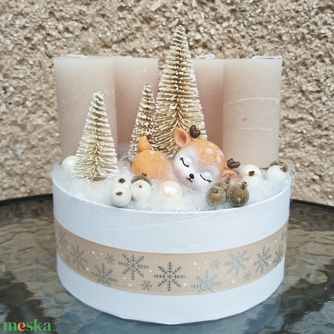 Adventi koszorú alvó őzikével - karácsony - adventi díszek - adventi koszorú - Meska.hu Adventi koszorú alvó őzikével - karácsony - adventi díszek - adventi koszorú - Meska.hu