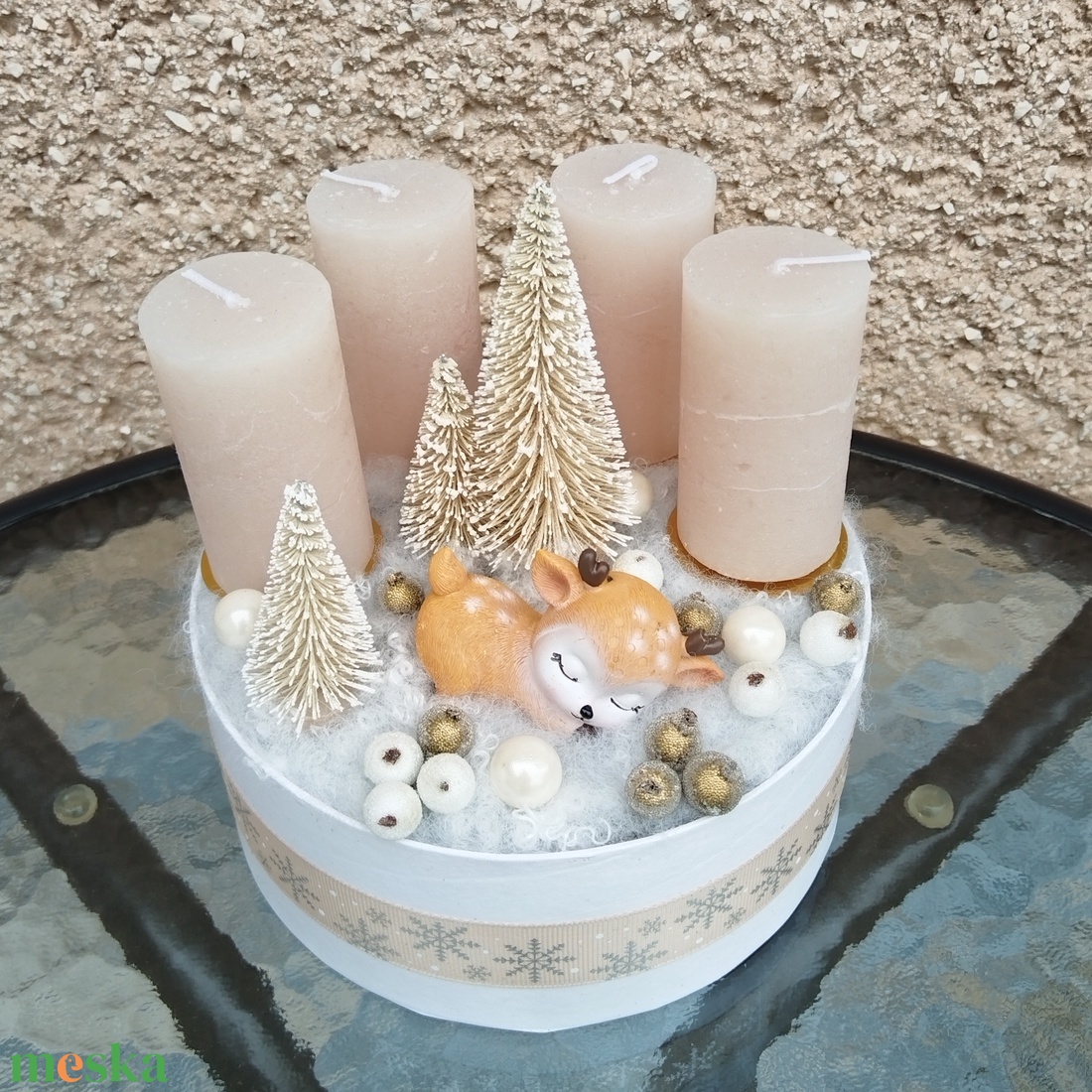 Adventi koszorú alvó őzikével - karácsony - adventi díszek - adventi koszorú - Meska.hu Adventi koszorú alvó őzikével - karácsony - adventi díszek - adventi koszorú - Meska.hu