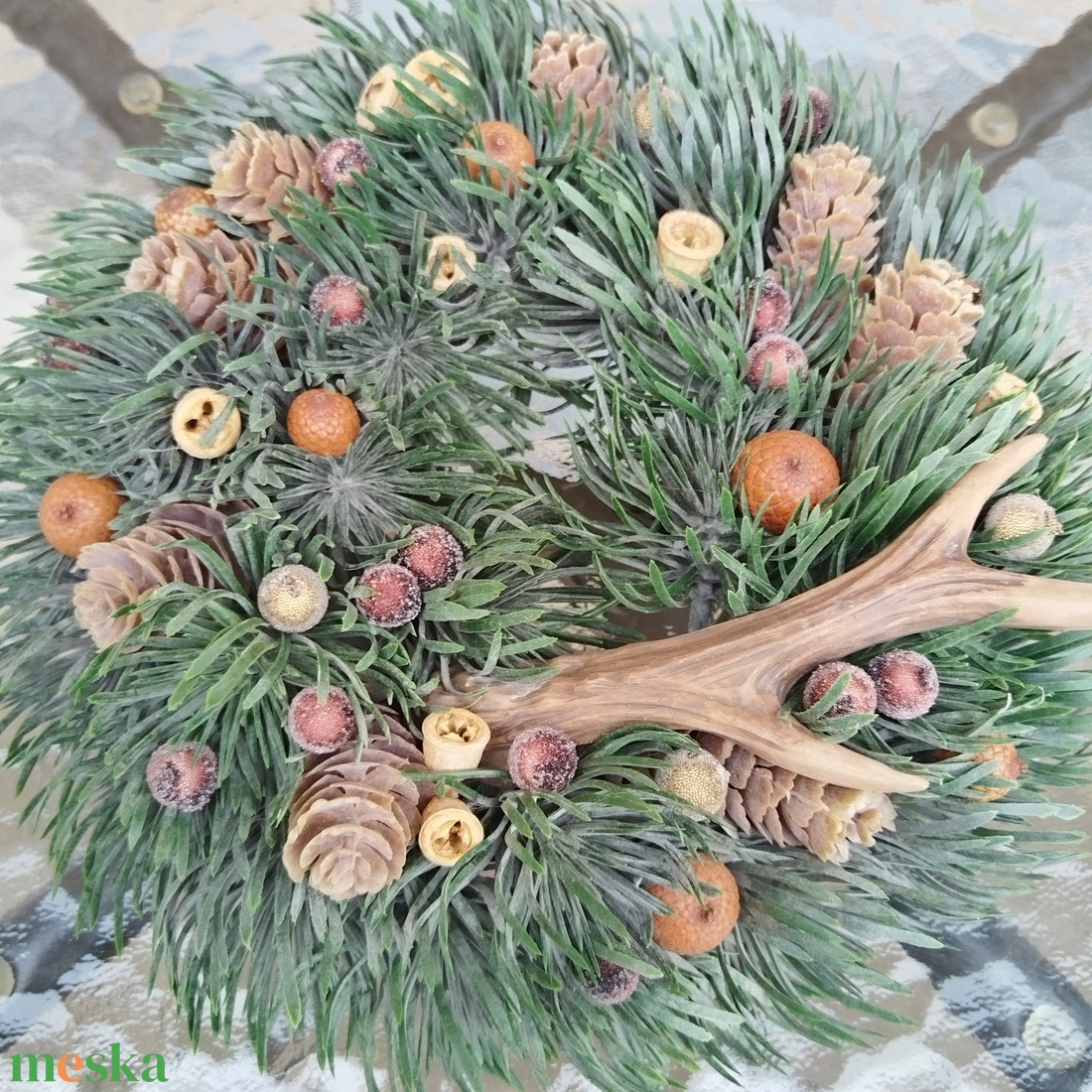 Agancsos fenyő kopogtató - karácsony - adventi díszek - adventi ajtódísz - Meska.hu