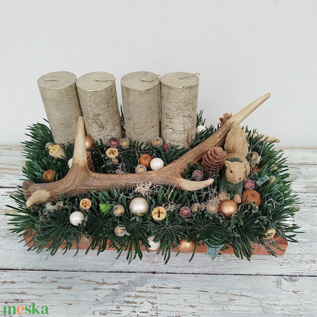Agancsos adventi koszorú mókussal - karácsony - adventi díszek - adventi koszorú - Meska.hu Agancsos adventi koszorú mókussal - karácsony - adventi díszek - adventi koszorú - Meska.hu