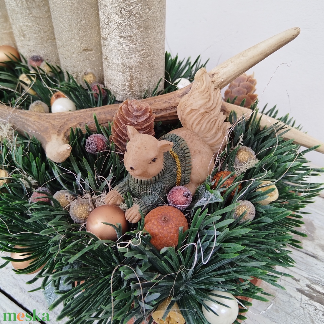 Agancsos adventi koszorú mókussal - karácsony - adventi díszek - adventi koszorú - Meska.hu Agancsos adventi koszorú mókussal - karácsony - adventi díszek - adventi koszorú - Meska.hu