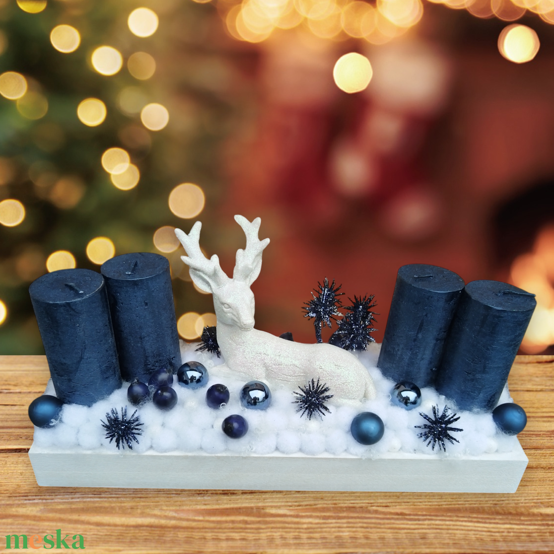 Kék-fehér adventi asztaldísz - karácsony - adventi díszek - adventi asztaldísz - Meska.hu