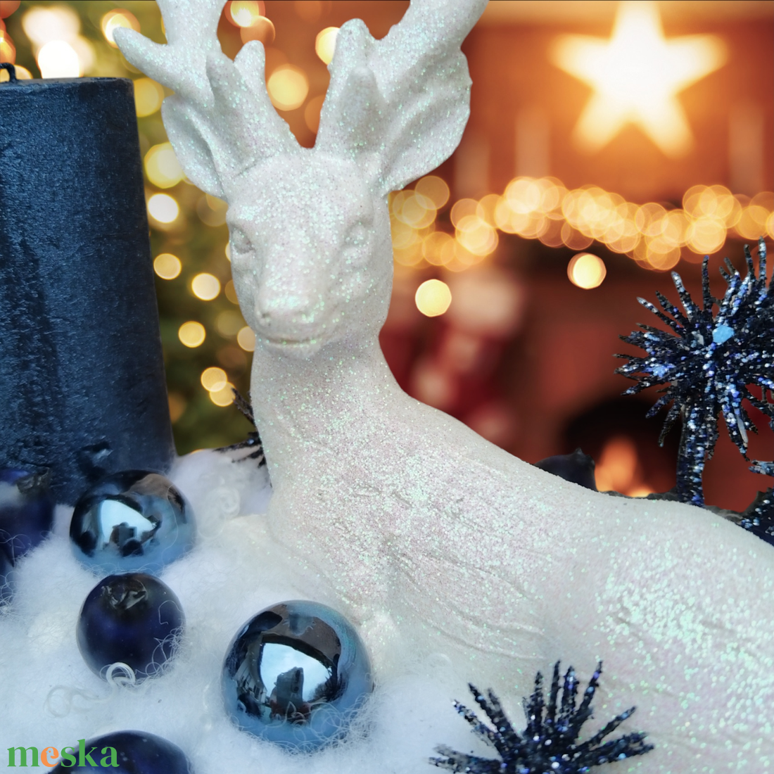 Kék-fehér adventi asztaldísz - karácsony - adventi díszek - adventi asztaldísz - Meska.hu
