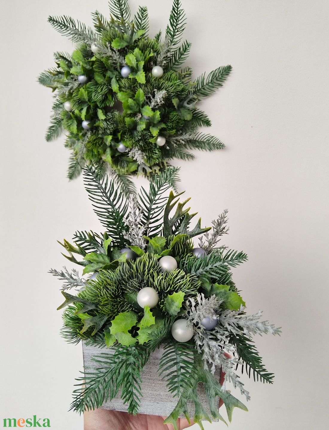 Örökzöld kopogtató - karácsony - adventi díszek - adventi ajtódísz - Meska.hu