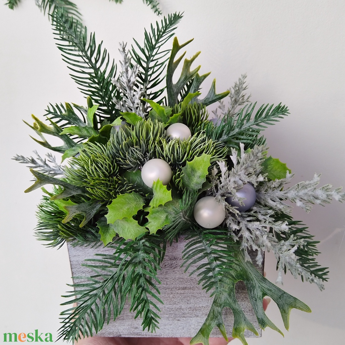 Örökzöld asztaldísz - karácsony - karácsonyi lakásdekoráció - ünnepi asztaldekoráció - Meska.hu