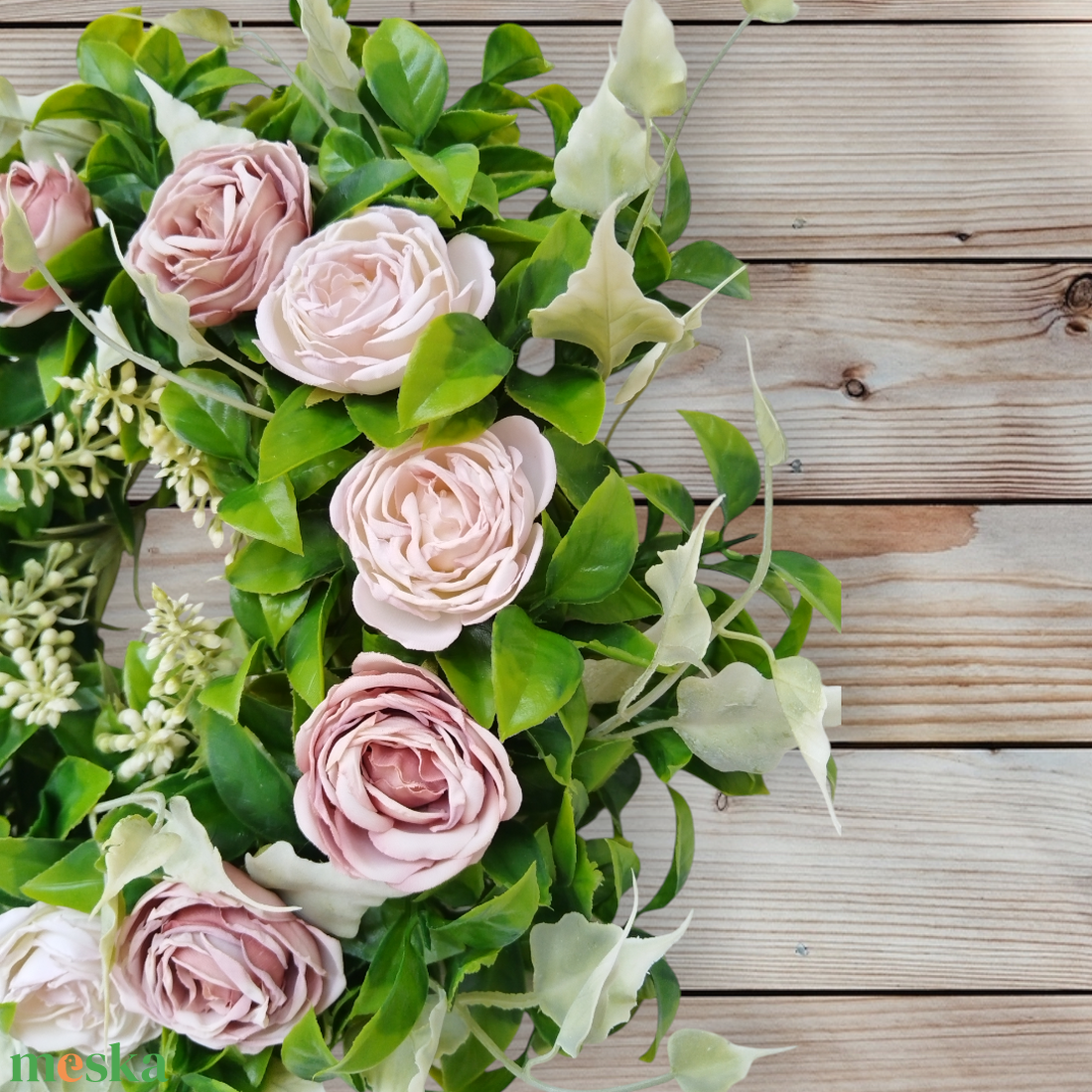 Virágos kopogtató pasztell rózsákkal - otthon & életmód - dekoráció - ajtó- és ablak dekoráció - ajtódísz & kopogtató - Meska.hu