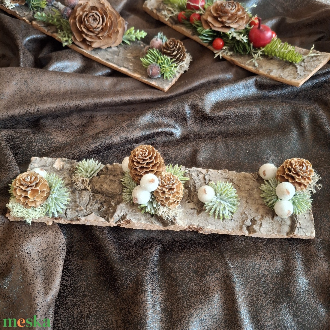 Ünnepi kis asztaldísz - hamvas - karácsony - karácsonyi lakásdekoráció - ünnepi asztaldekoráció - Meska.hu