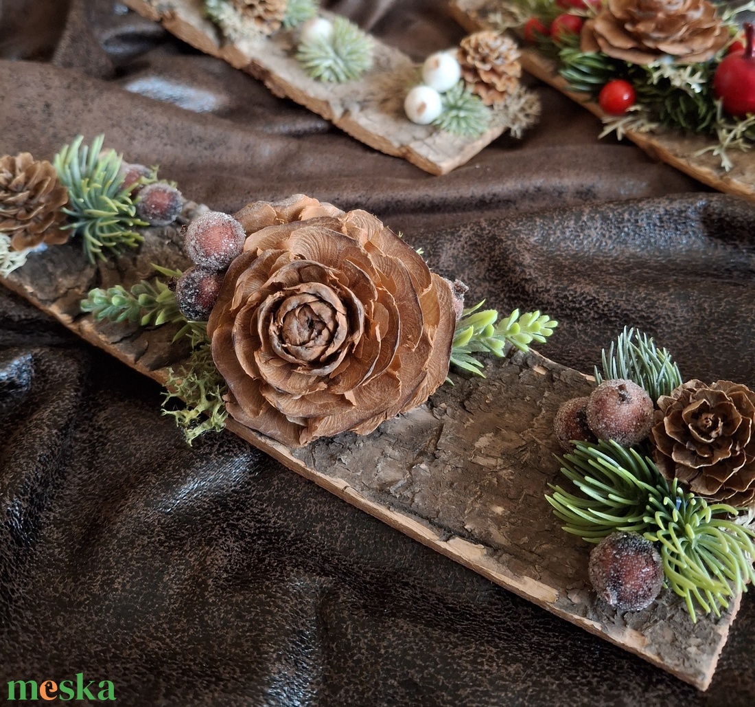 Ünnepi kis asztaldísz - barna - karácsony - karácsonyi lakásdekoráció - ünnepi asztaldekoráció - Meska.hu