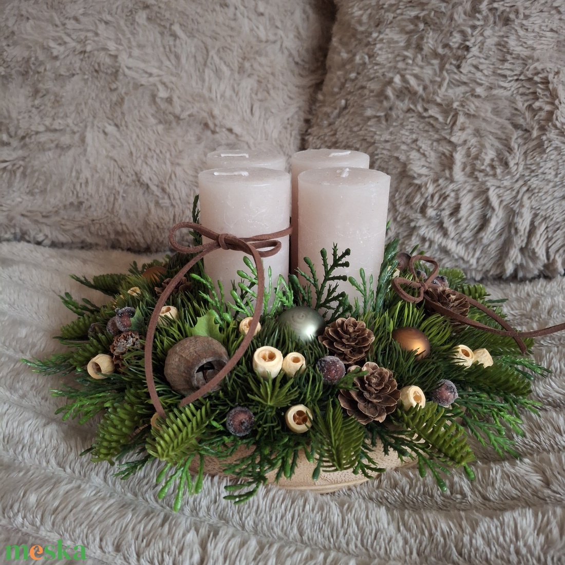 Adventi asztaldísz, erdei - karácsony - adventi díszek - adventi koszorú - Meska.hu