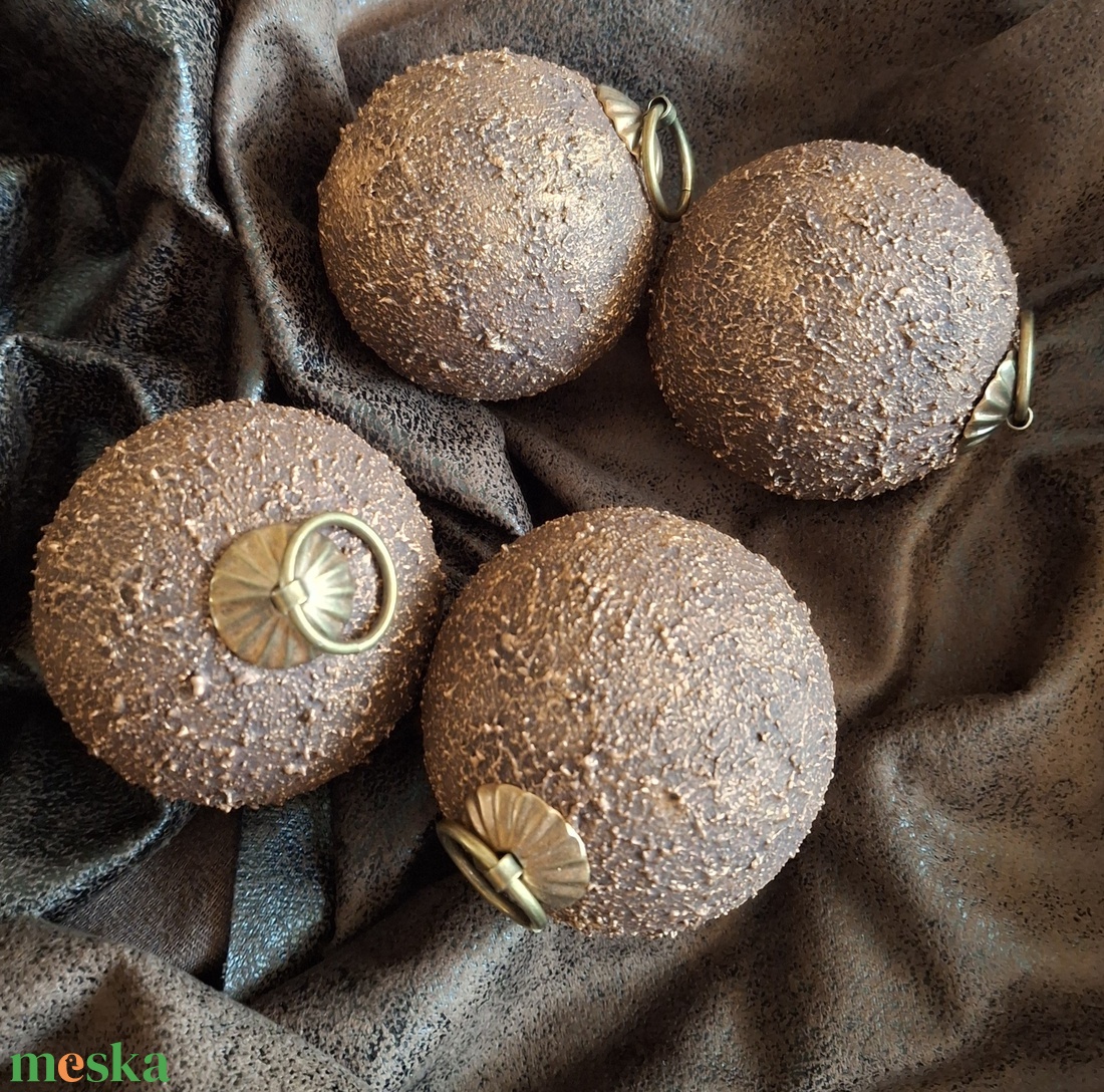 Rusztikus karácsonyfa dísz szett, bronzos - karácsony - karácsonyi lakásdekoráció - karácsonyfadíszek - Meska.hu