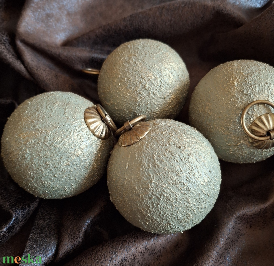 Rusztikus karácsonyfa dísz szett, zöld-arany - karácsony - karácsonyi lakásdekoráció - karácsonyfadíszek - Meska.hu