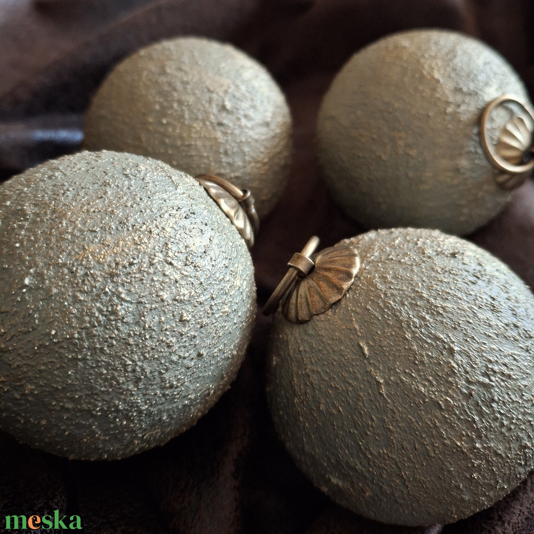 Rusztikus karácsonyfa dísz szett, zöld-arany - karácsony - karácsonyi lakásdekoráció - karácsonyfadíszek - Meska.hu