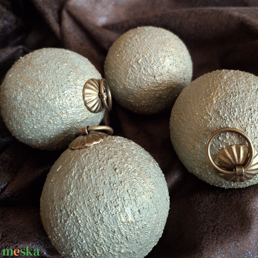 Rusztikus karácsonyfa dísz szett, zöld-arany - karácsony - karácsonyi lakásdekoráció - karácsonyfadíszek - Meska.hu