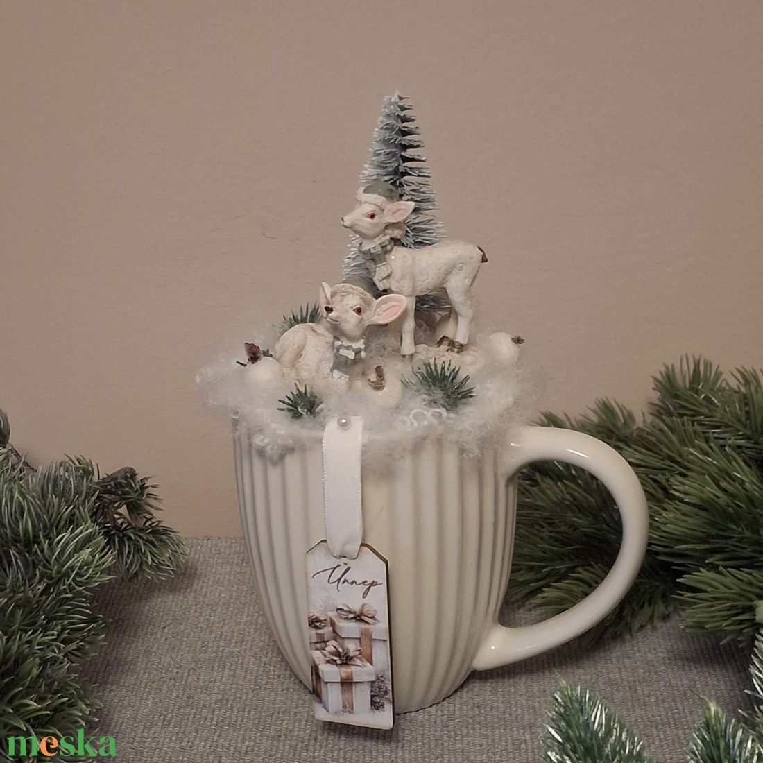 DIY- Őzis bögrés asztaldísz  - diy (csináld magad) - egységcsomag - Meska.hu