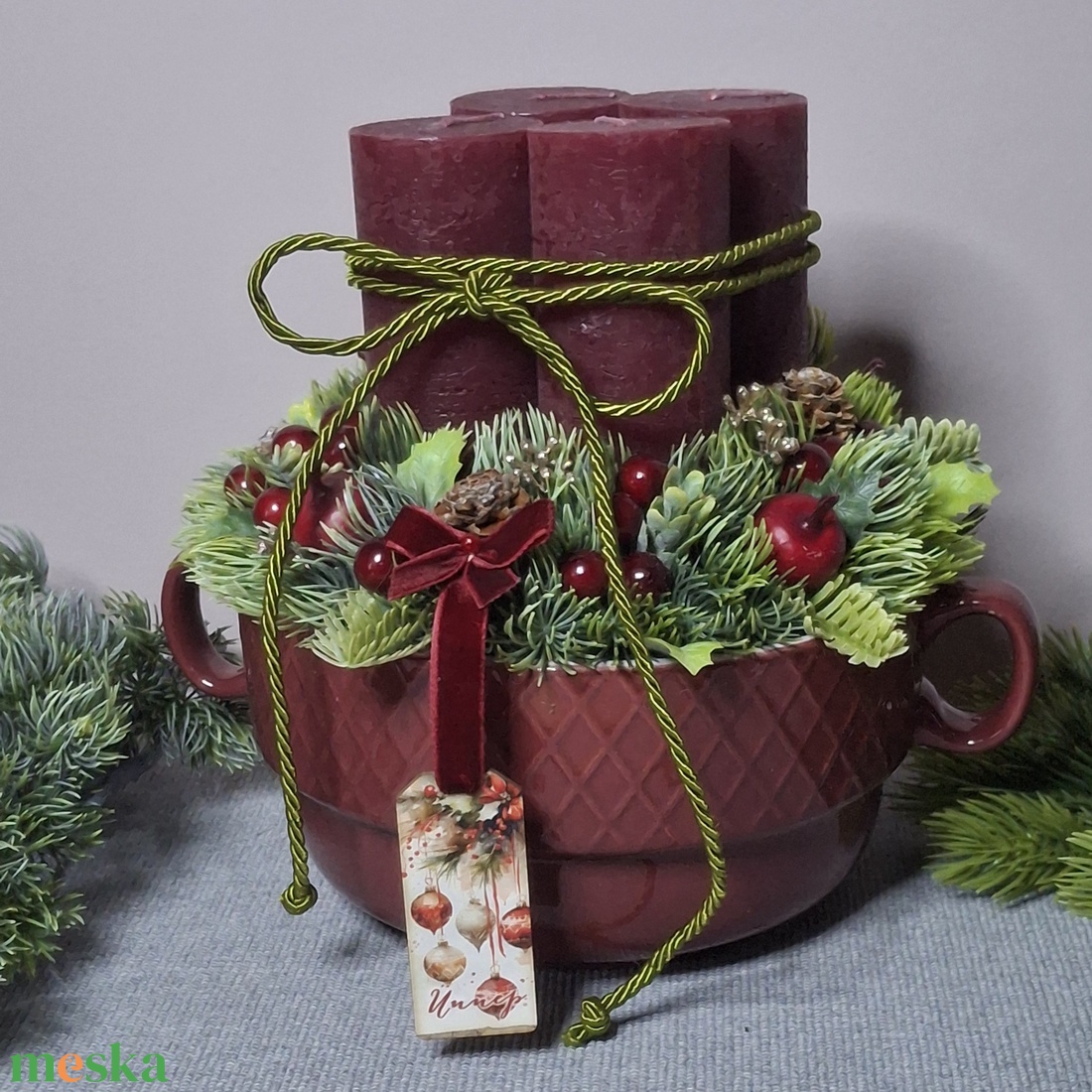 Bordó adventi koszorú - karácsony - adventi díszek - adventi koszorú - Meska.hu