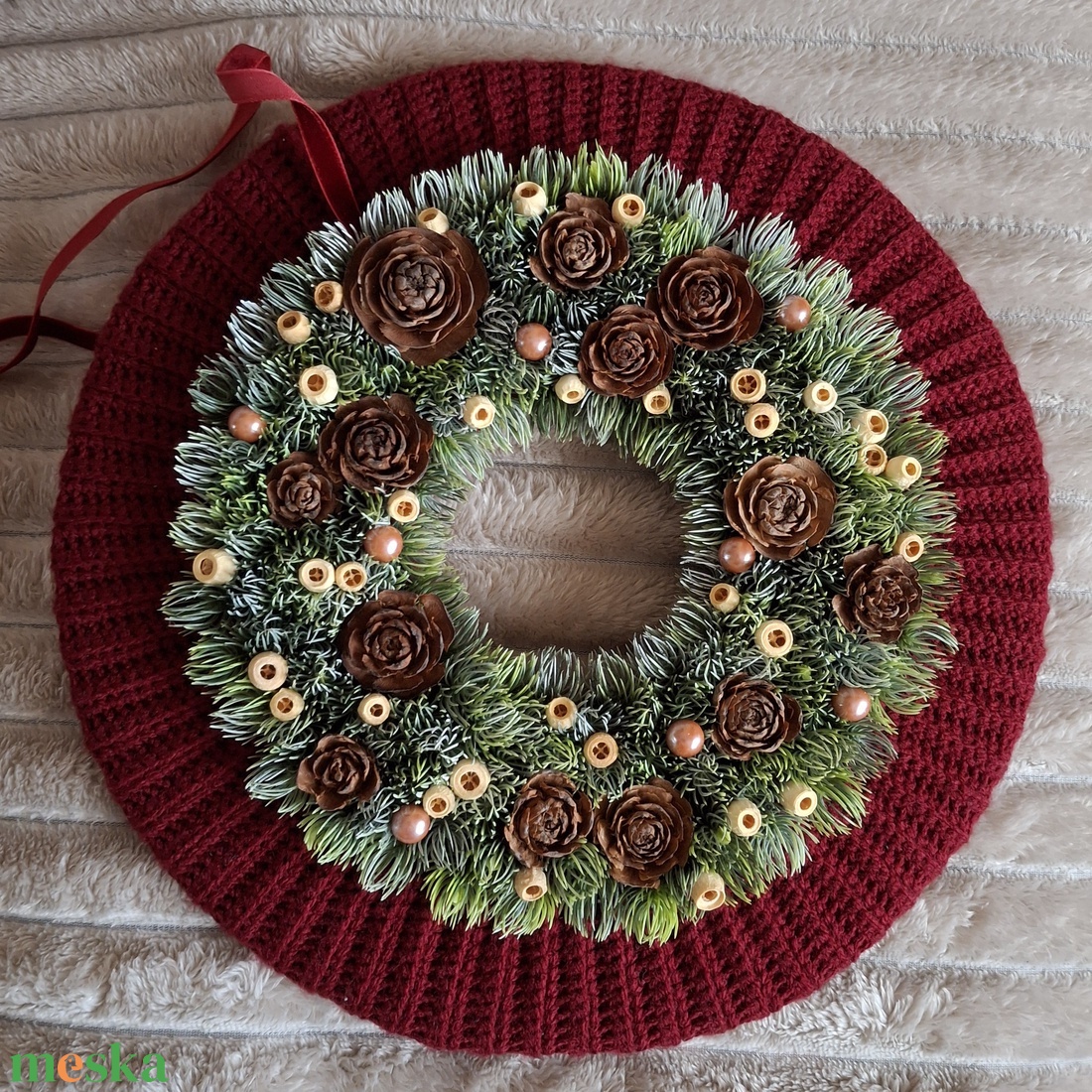 Adventi szett, Bordó  - karácsony - adventi díszek - adventi koszorú - Meska.hu