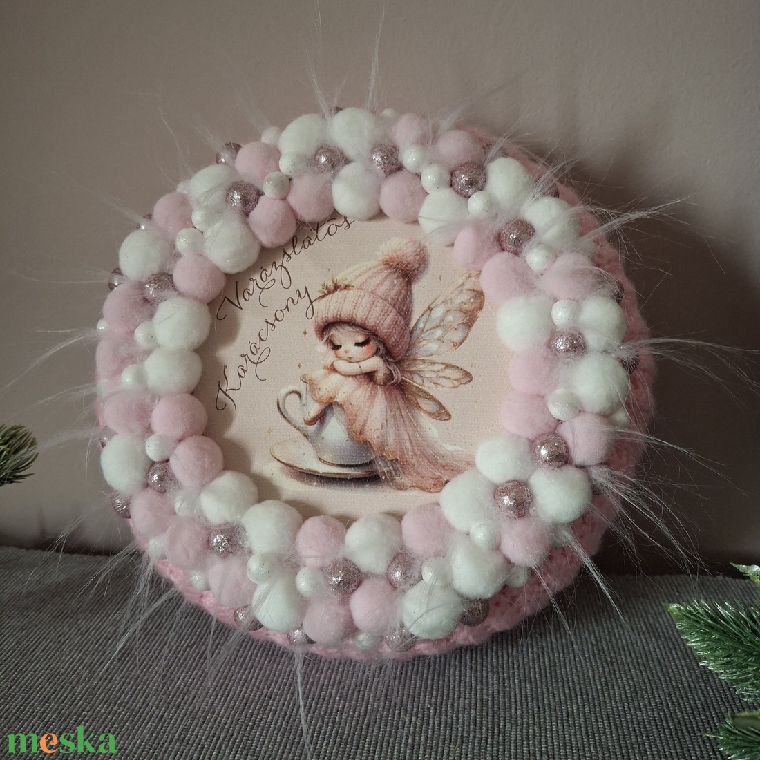 Vattacukros karácsony  - karácsony - karácsonyi lakásdekoráció - karácsonyi ajtódíszek - Meska.hu