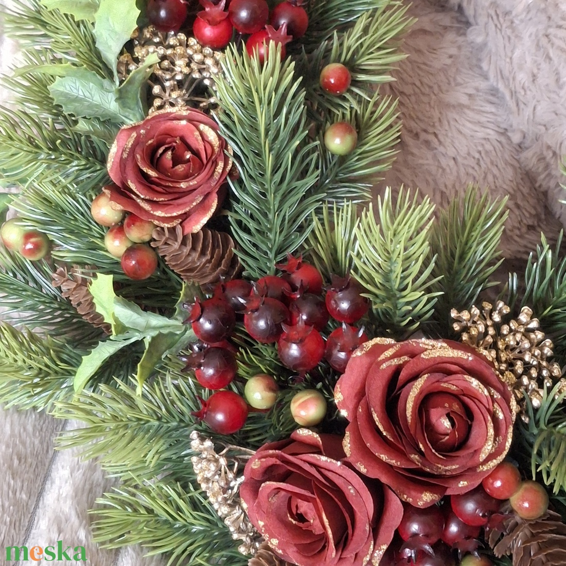 Ünnepi kopogtató  - karácsony - karácsonyi lakásdekoráció - karácsonyi ajtódíszek - Meska.hu