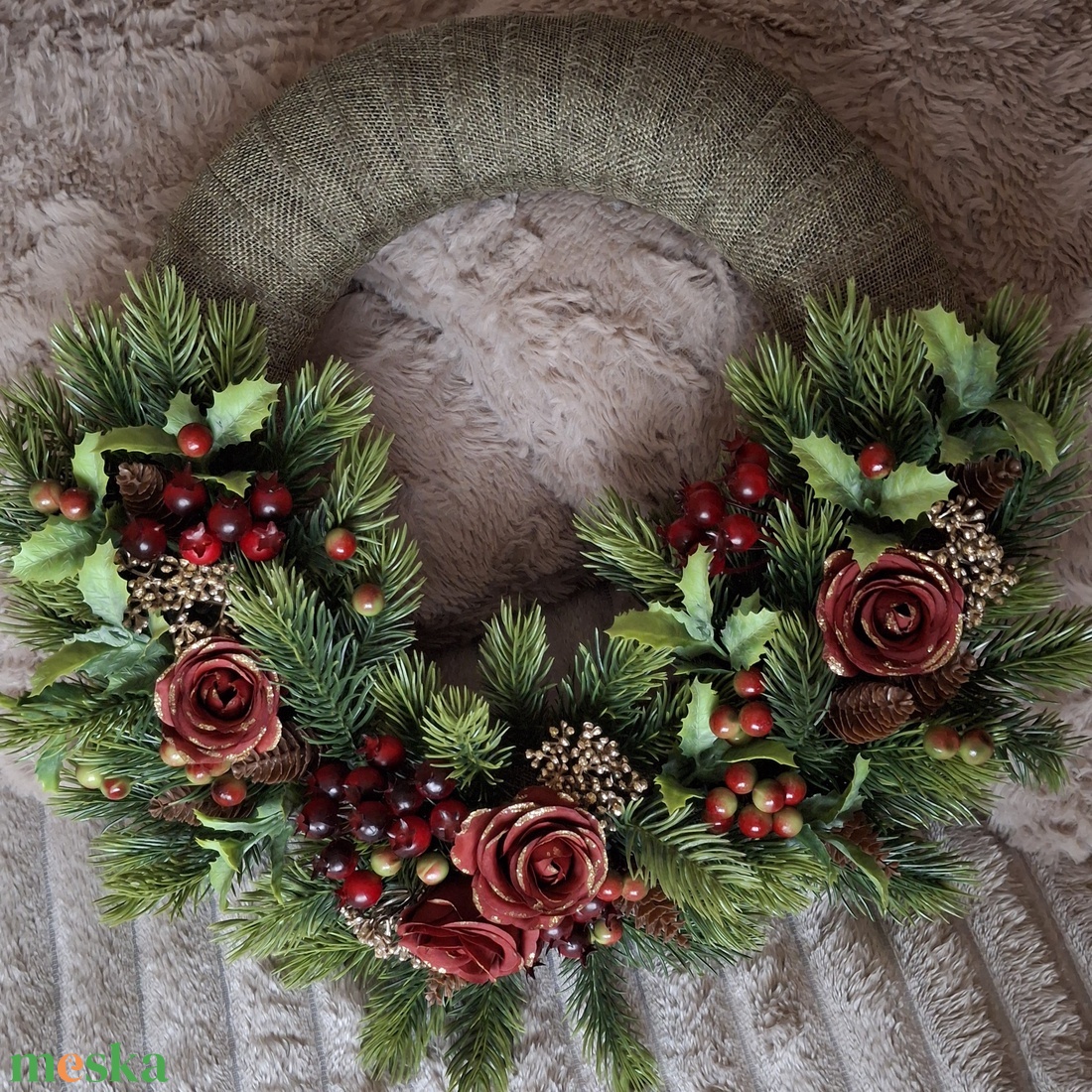 Ünnepi kopogtató  - karácsony - karácsonyi lakásdekoráció - karácsonyi ajtódíszek - Meska.hu