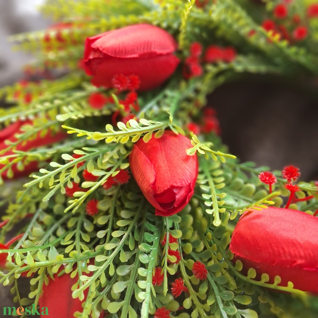 Tulipános kopogtató-piros - otthon & életmód - dekoráció - ajtó- és ablak dekoráció - ajtódísz & kopogtató - Meska.hu