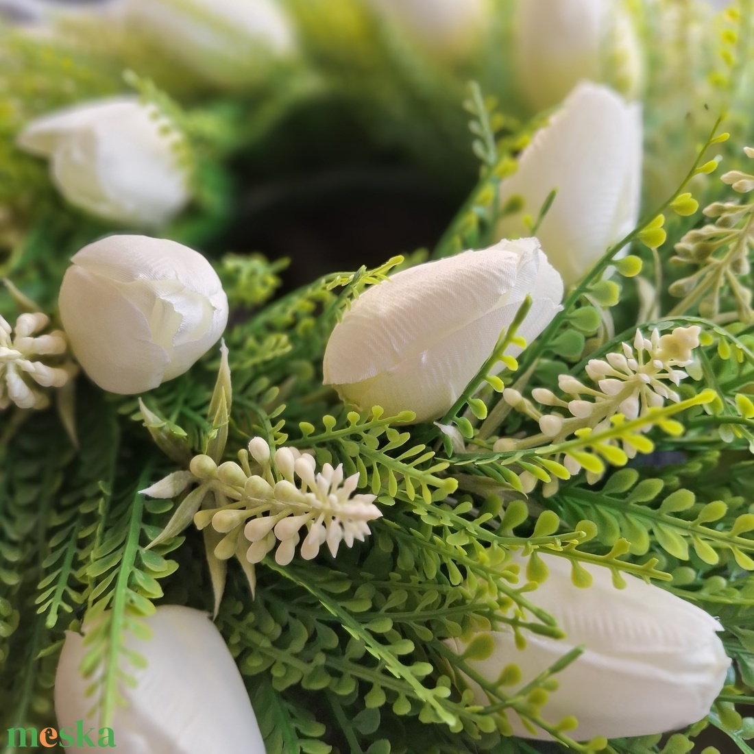 Tulipános kopogtató-fehér - otthon & életmód - dekoráció - ajtó- és ablak dekoráció - ajtódísz & kopogtató - Meska.hu